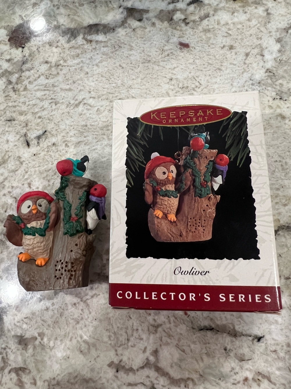 Hallmark Keepsake Oliver Owl Series Ornament in Brown, Red & Green